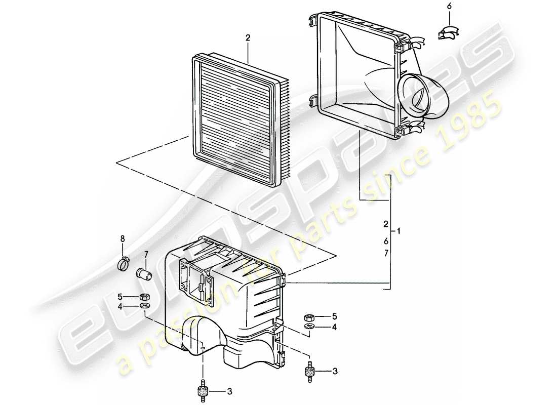 porsche 911 (1989) air cleaner - - repair set for maintenance - see illustration: part diagram