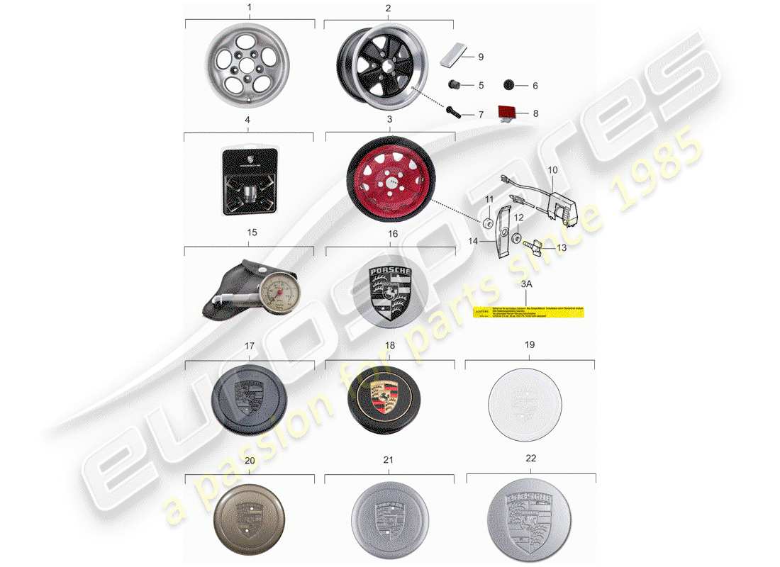 porsche 911 (1989) wheels part diagram