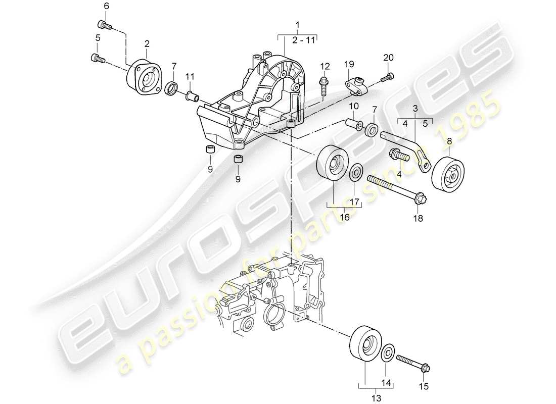 porsche 997 (2005) belt tensioner part diagram