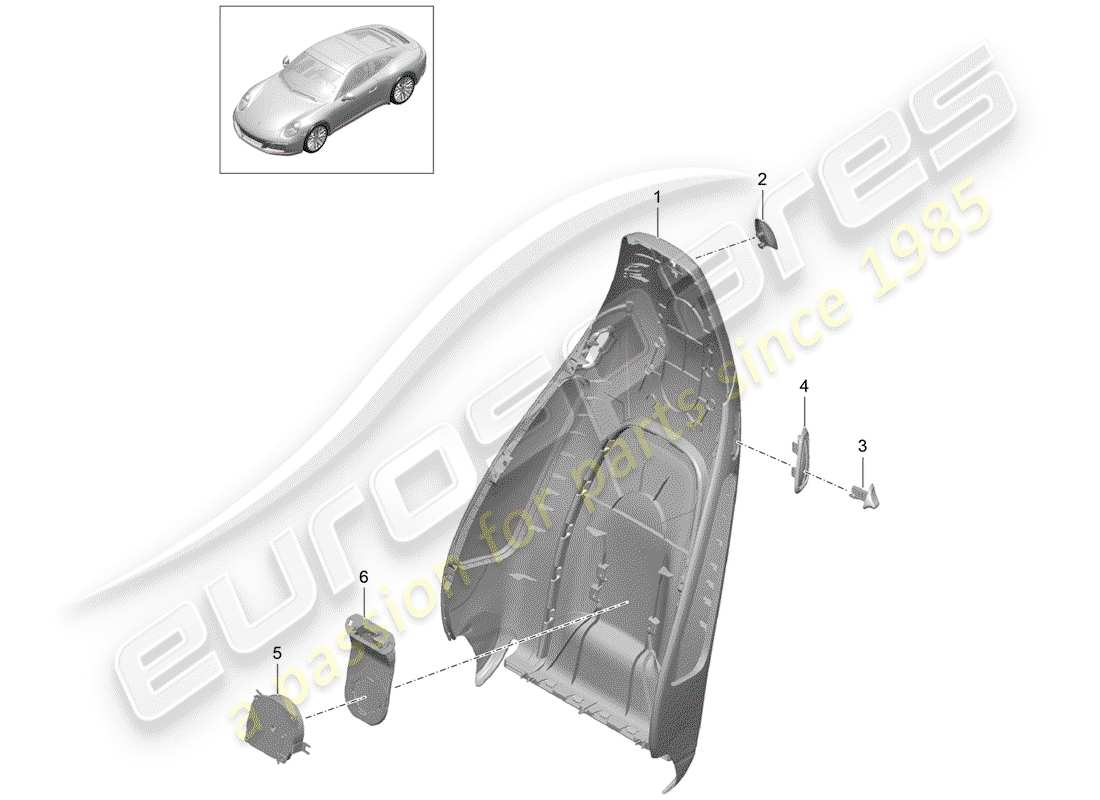 porsche 991 gen. 2 (2018) backrest shell part diagram