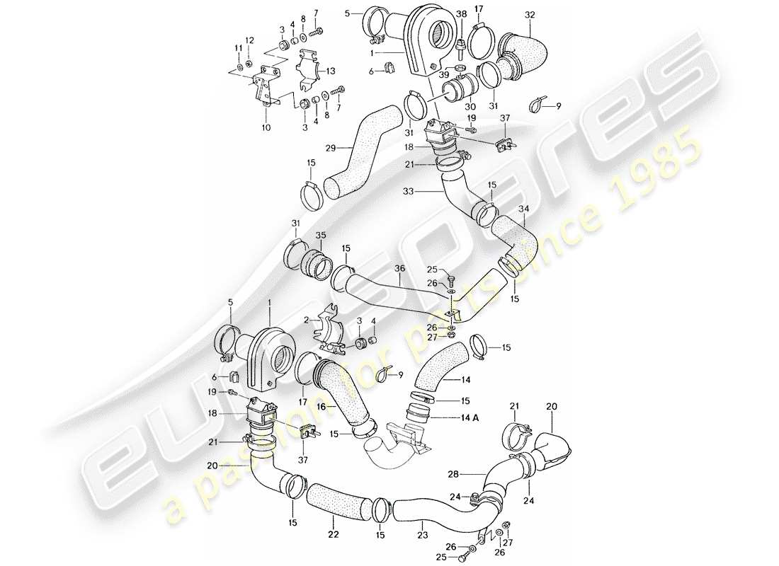 porsche 964 (1990) additional blower part diagram