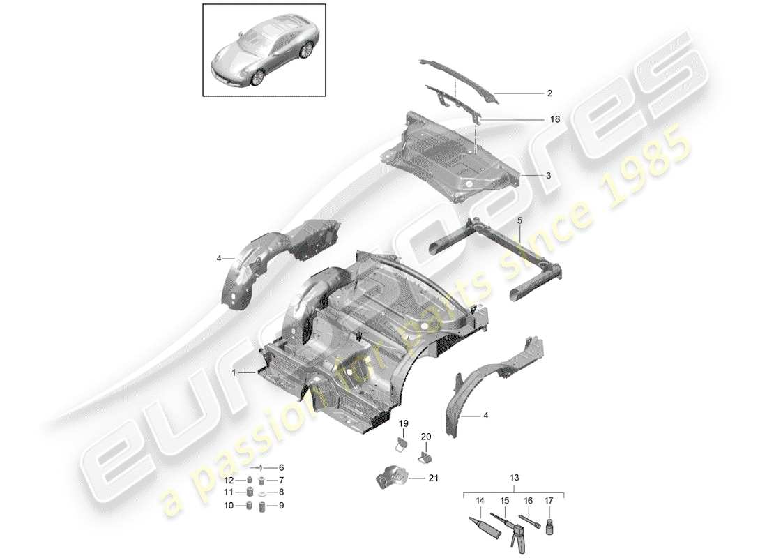 porsche 991 gen. 2 (2018) rear end parts diagram