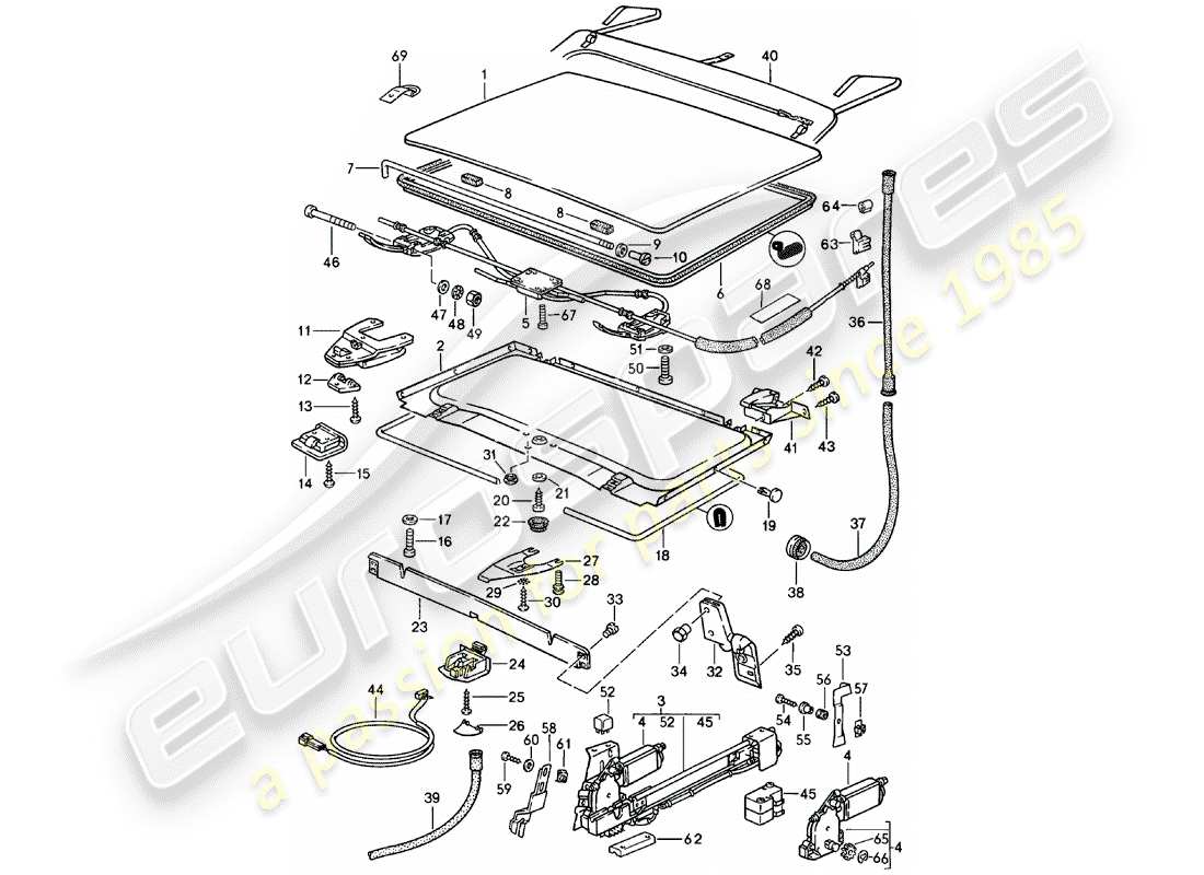 porsche 924 (1980) lifting roof - d - mj 1984>> part diagram