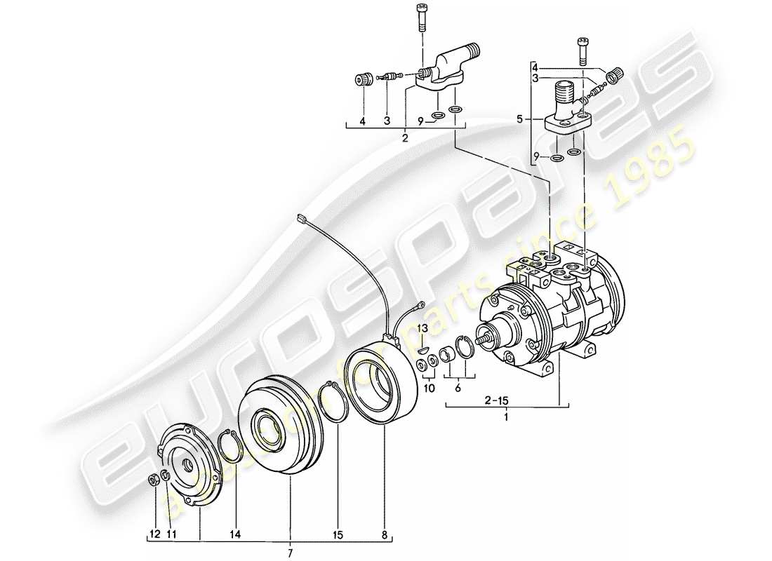 porsche 911 (1988) compressor part diagram