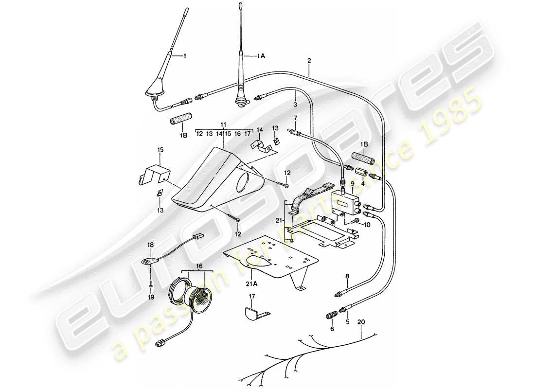 porsche 968 (1994) phone preparation parts diagram