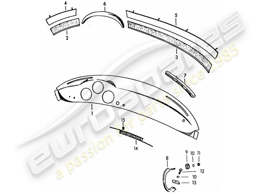 porsche 356/356a (1956) dashboard parts diagram