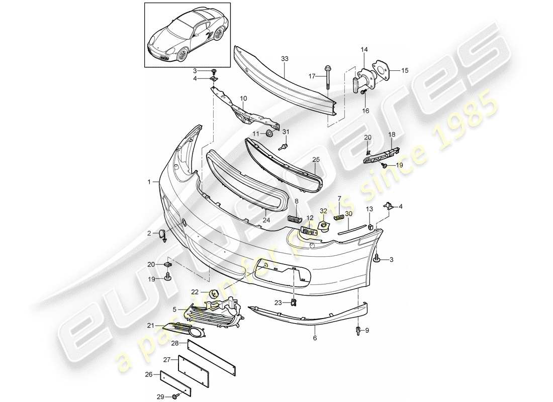 porsche cayman 987 (2012) bumper part diagram