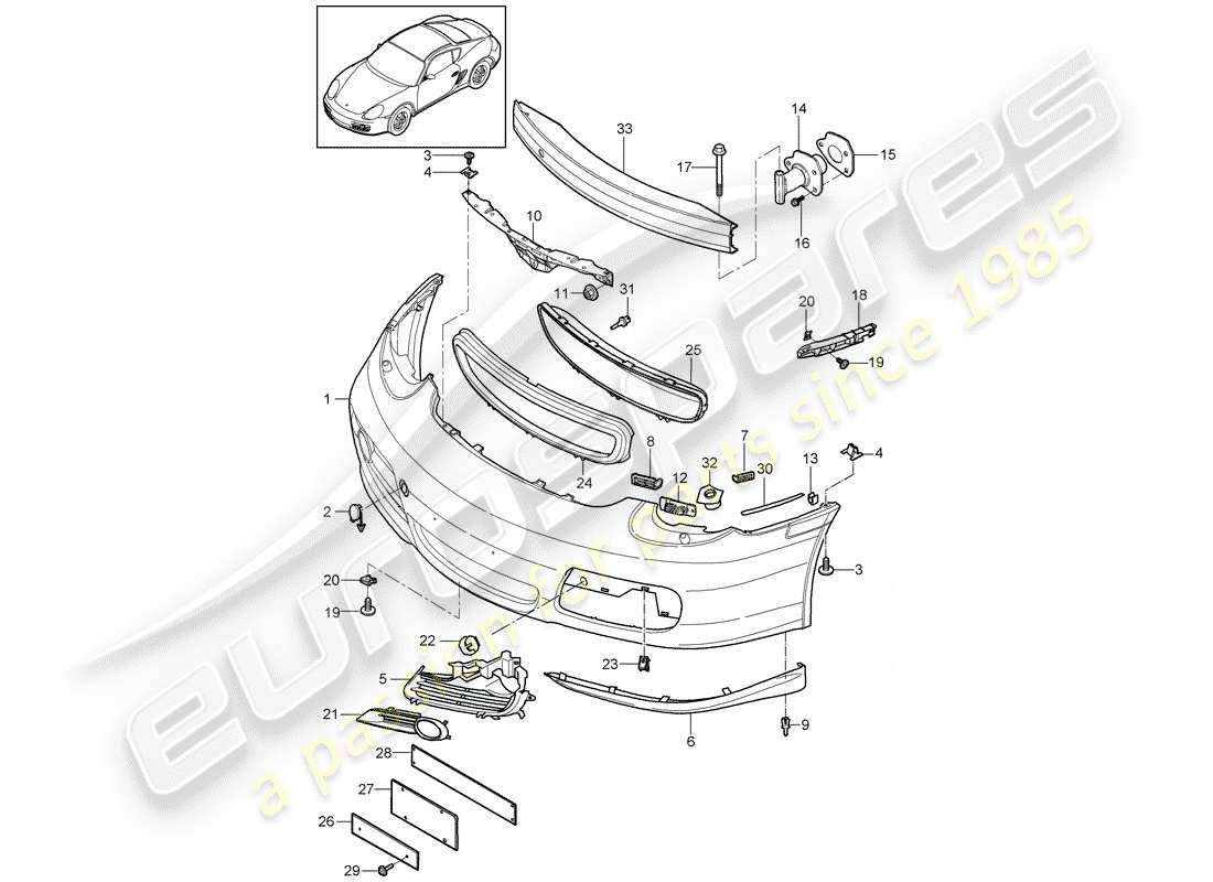 porsche cayman 987 (2010) bumper parts diagram