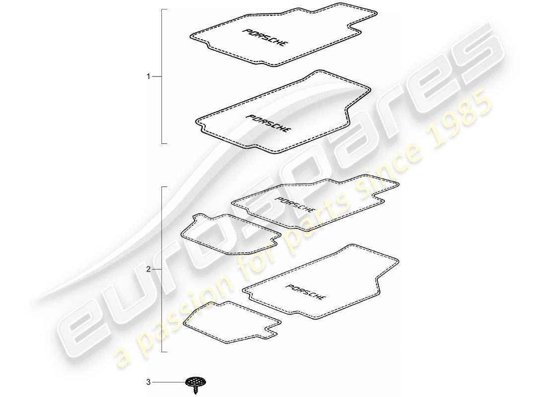 porsche tequipment catalogue (2012) floor mats part diagram