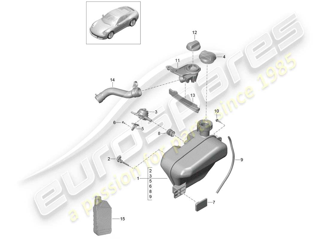 porsche 991 gen. 2 (2019) water cooling part diagram