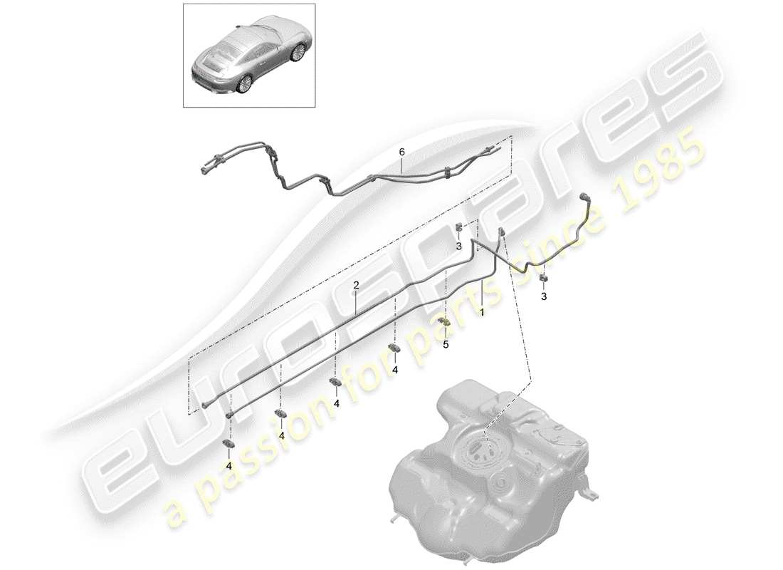 porsche 991 gen. 2 (2019) fuel line part diagram