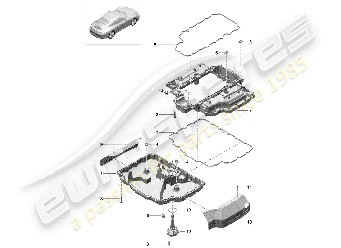 porsche 991 gen. 2 (2019) oil pan part diagram