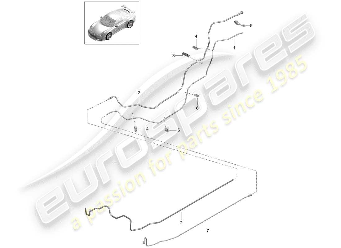 porsche 991r/gt3/rs (2017) fuel line part diagram