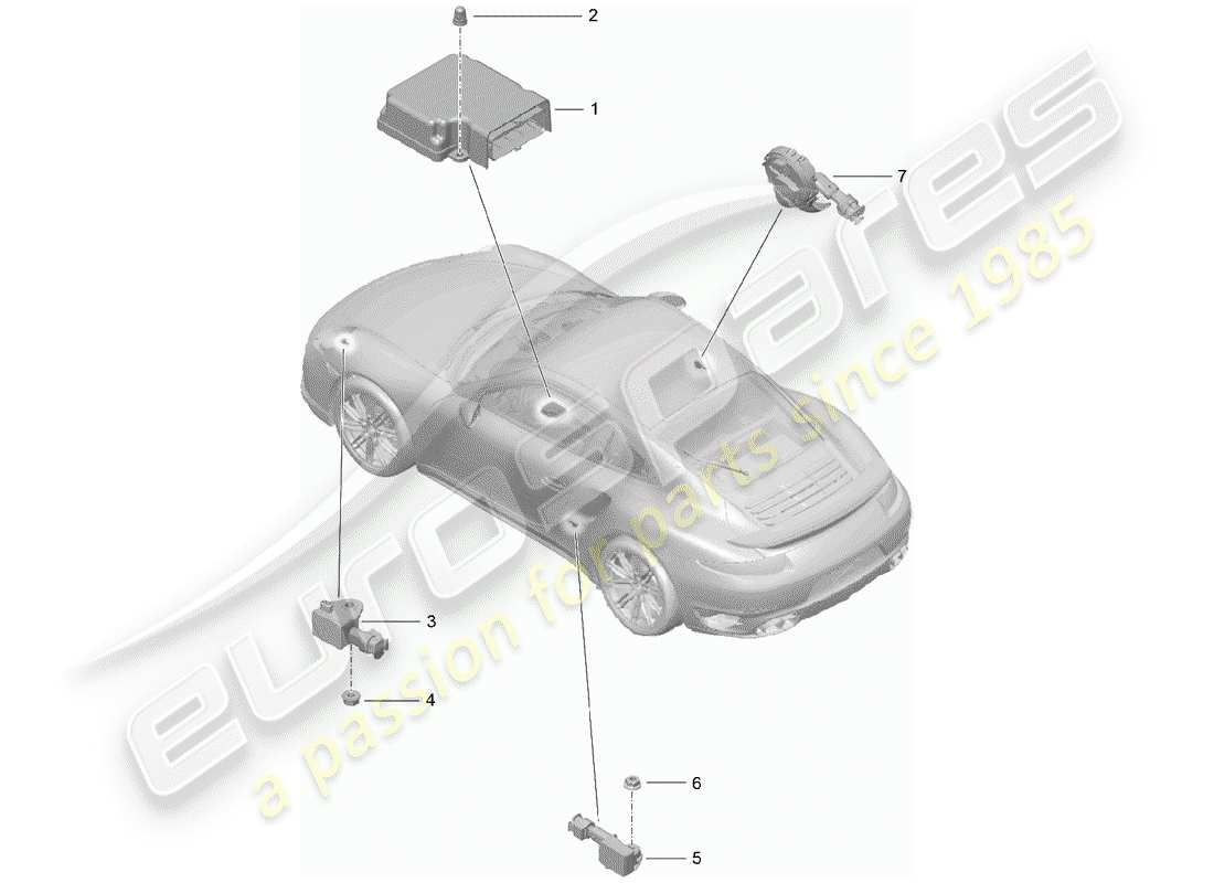 porsche 991 t/gt2rs air bag control module part diagram