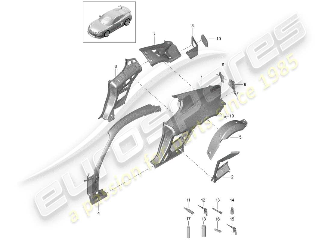 porsche 2016 side panel part diagram