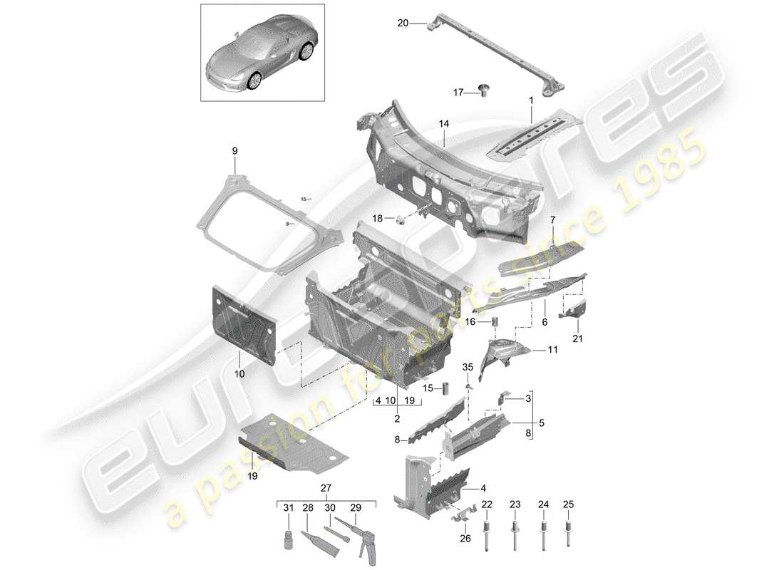 porsche 2016 front end part diagram