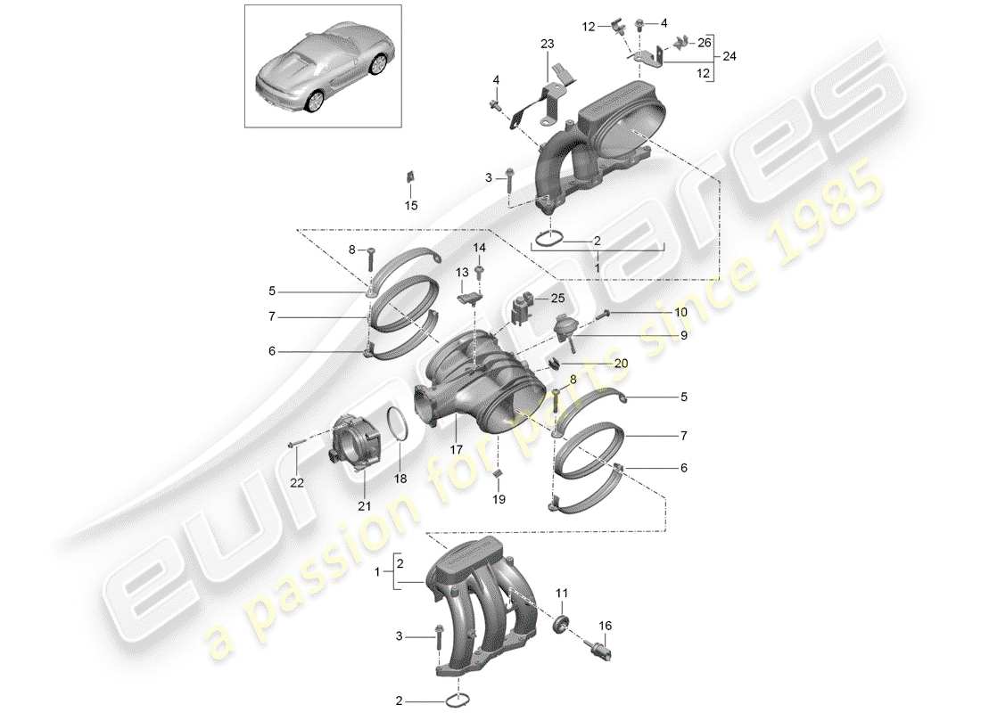 porsche 2016 intake air distributor part diagram