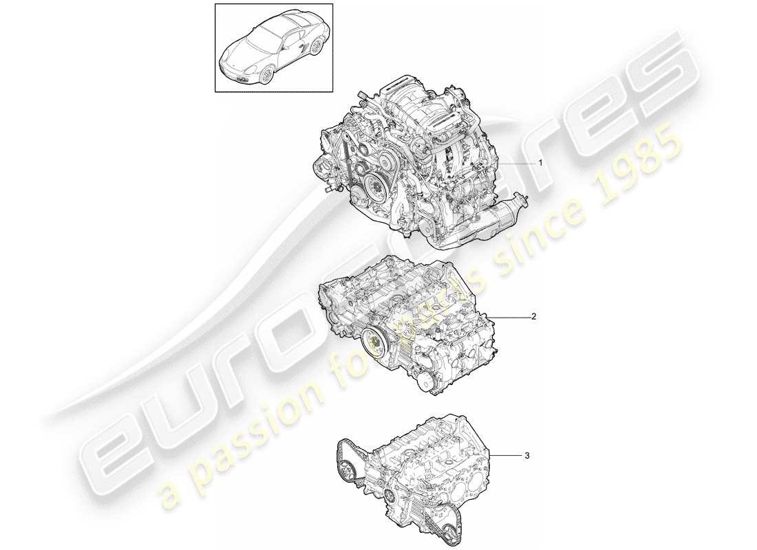 porsche cayman 987 (2012) replacement engine part diagram
