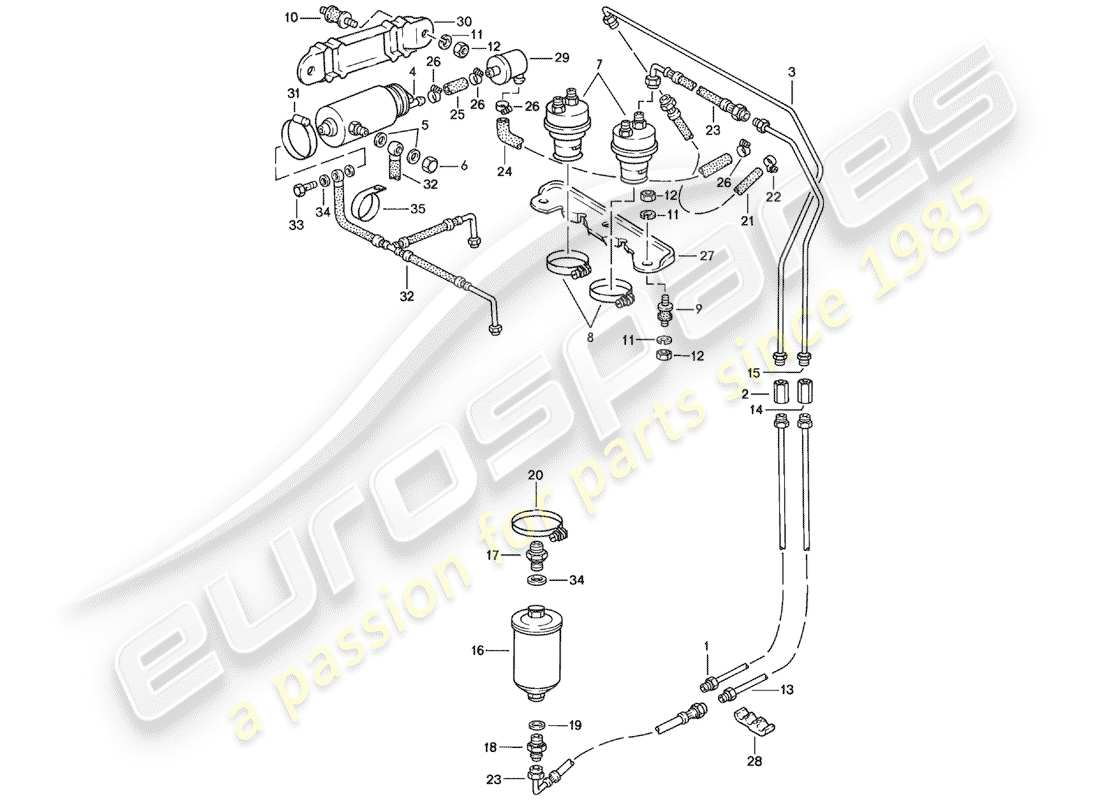 porsche 924 (1979) fuel system - f 92-46104 800>> - f >> 92-48199 999 part diagram