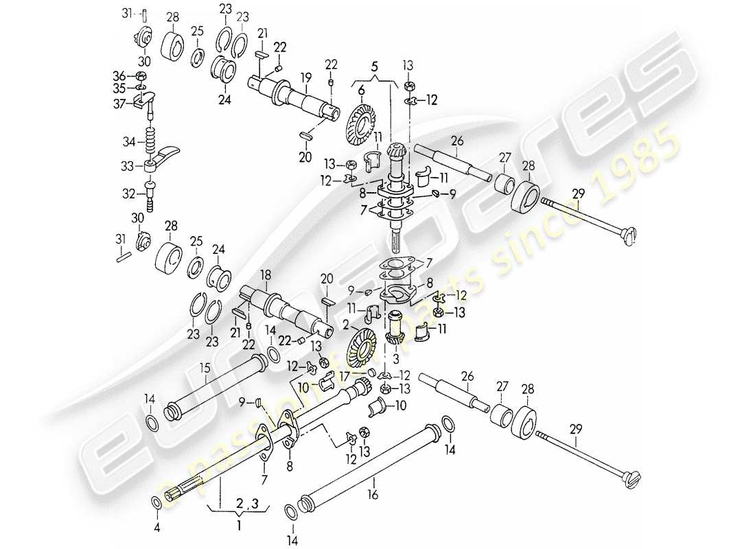 porsche 356/356a (1959) valve control parts diagram