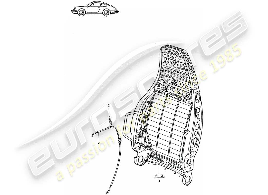 porsche seat 944/968/911/928 (1995) backrest frame - sports seat - d - mj 1987>> - mj 1989 parts diagram