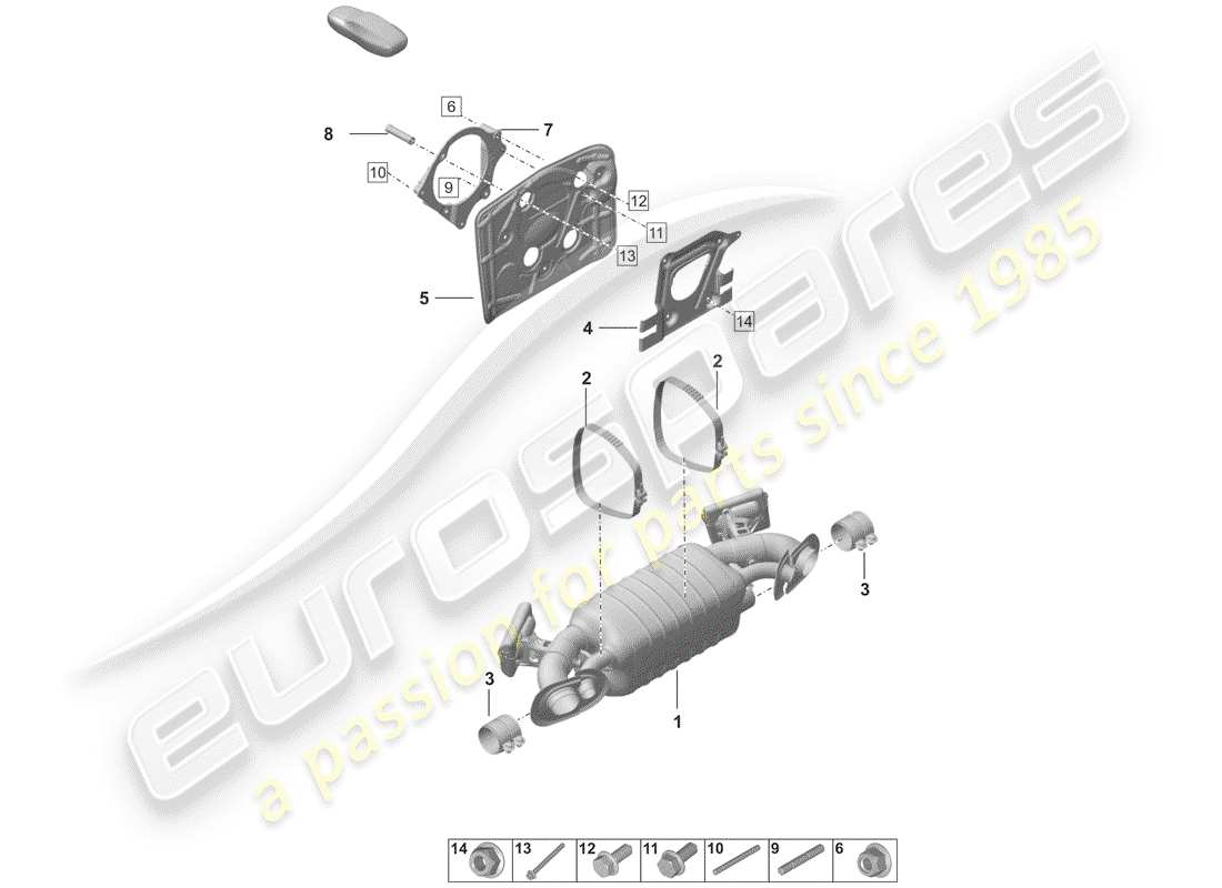 porsche 992 (2020) silencer part diagram