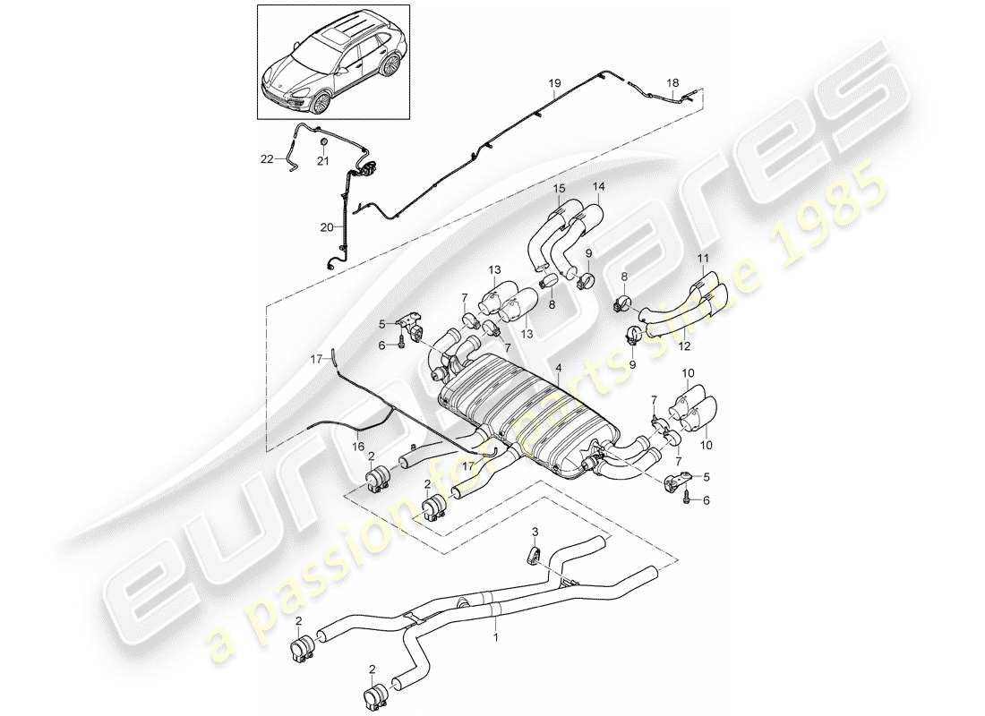 porsche cayenne e2 (2013) exhaust system part diagram