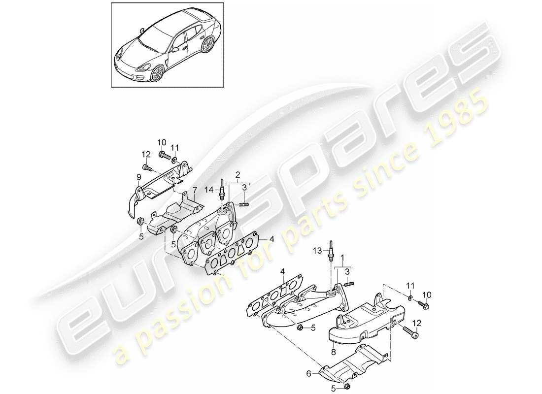 porsche panamera 970 (2016) exhaust system part diagram