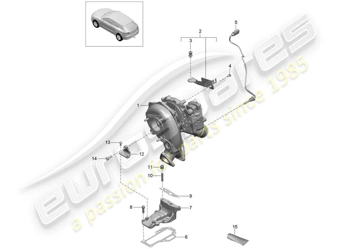 porsche macan (2014) exhaust gas turbocharger part diagram