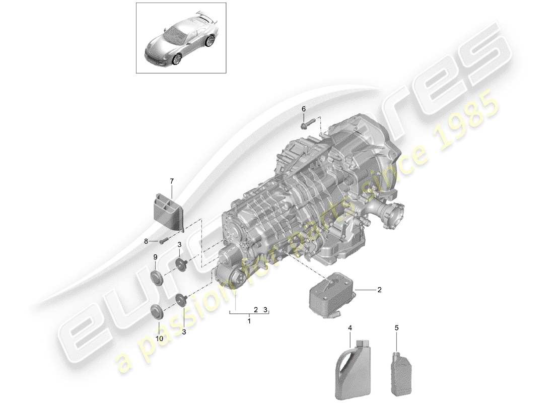 porsche 991r/gt3/rs (2015) - pdk - parts diagram