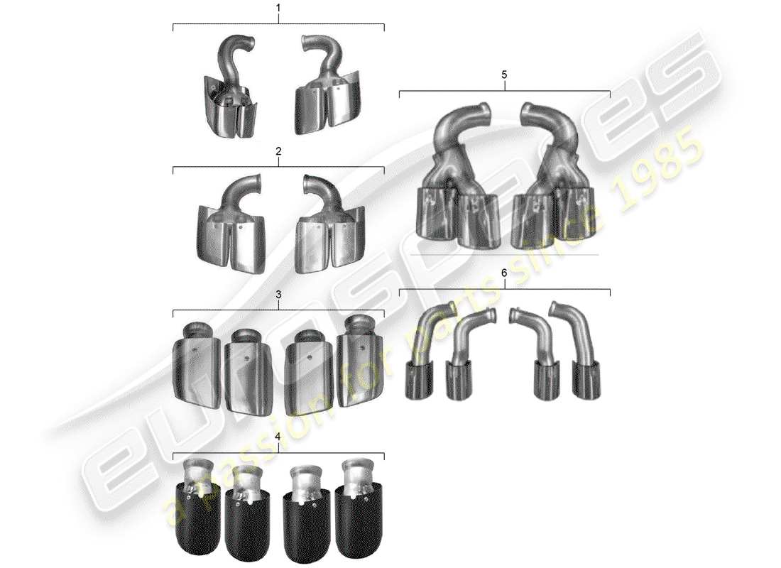 porsche tequipment cayenne (2019) tailpipe part diagram