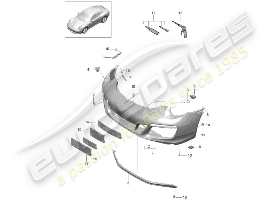 porsche 991 gen. 2 (2020) bumper parts diagram