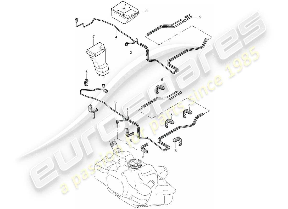 porsche 997 (2007) fuel system parts diagram