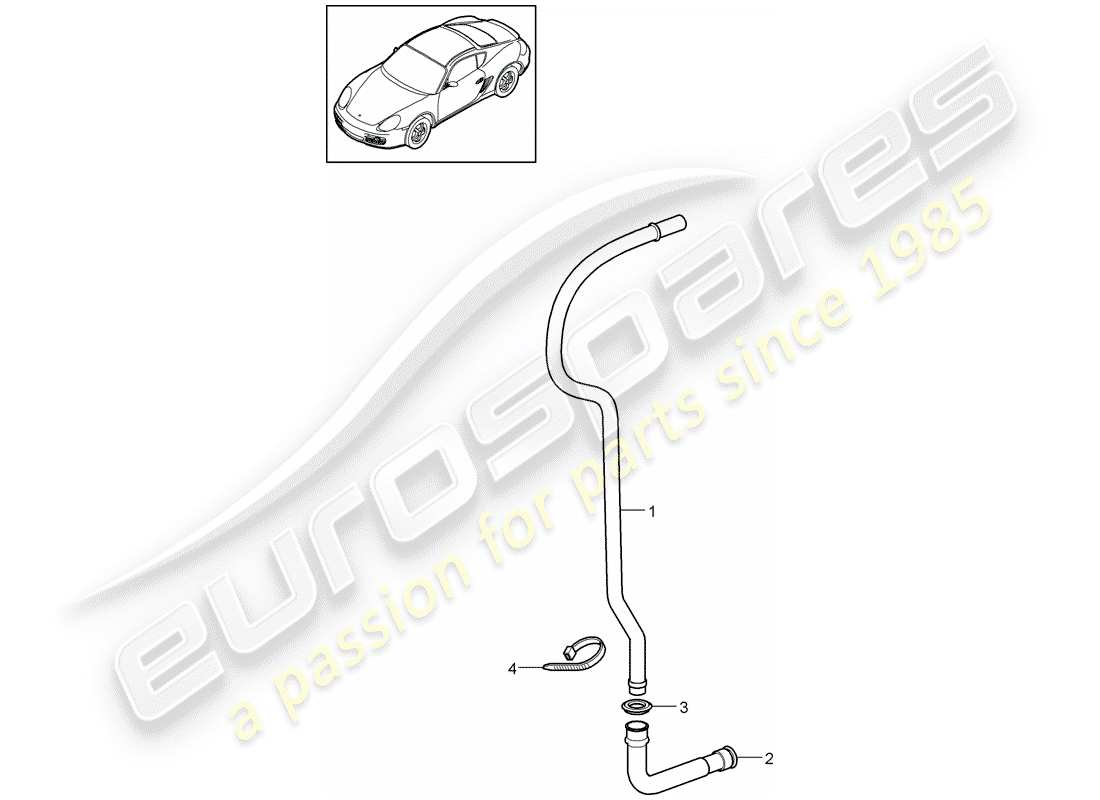 porsche cayman 987 (2010) water drain pipe parts diagram