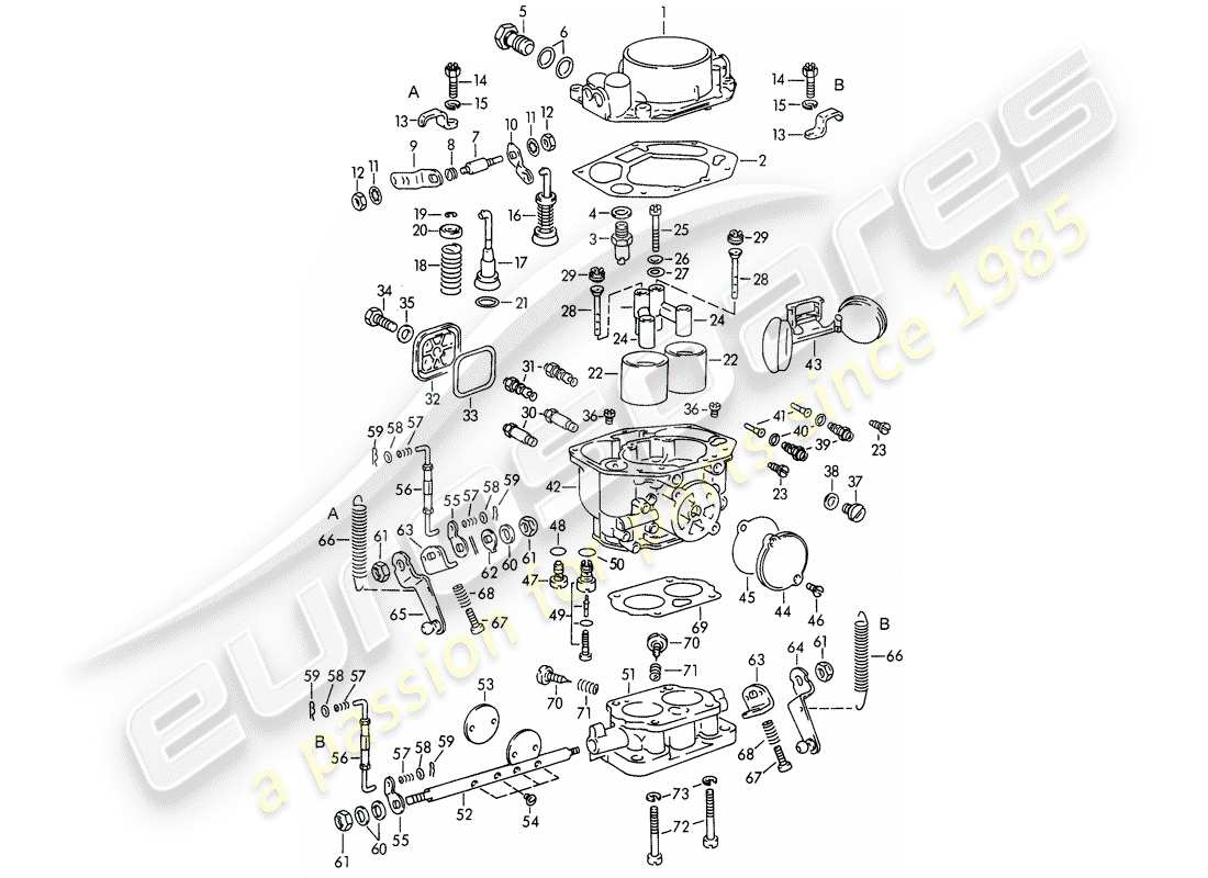 porsche 356b/356c (1963) single parts - for - carburetor - pallas - zenith 32 ndix part diagram