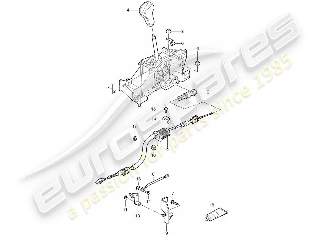 porsche cayman 987 (2006) selector lever part diagram