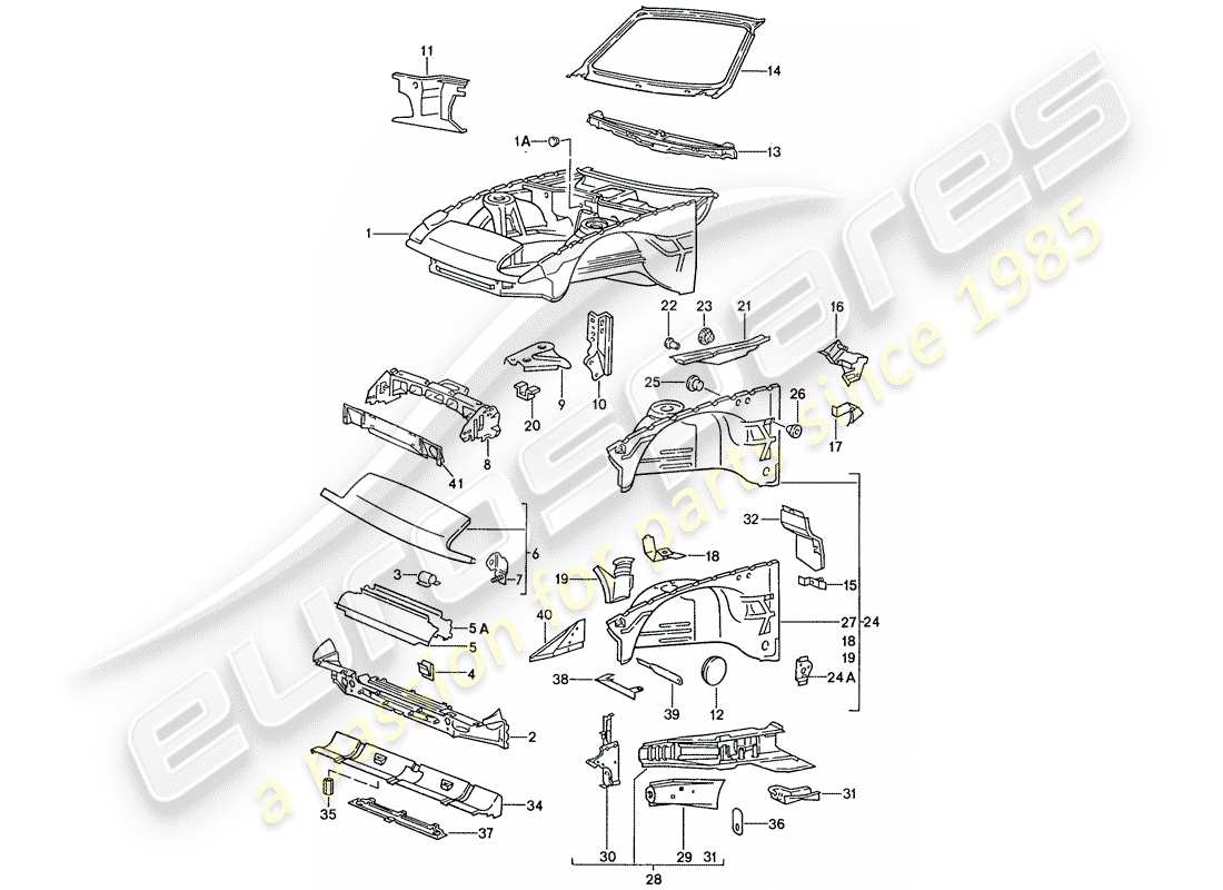 porsche 944 (1991) body front section parts diagram