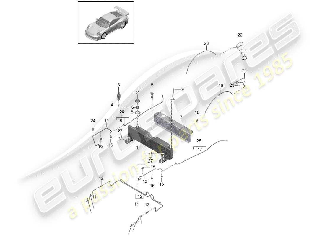 porsche 991 t/gt2rs water reservoir for water part diagram