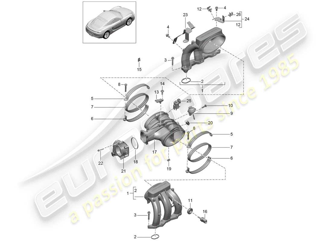 porsche cayman 981 (2016) intake air distributor part diagram