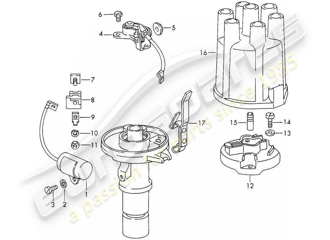 porsche 911/912 (1968) repair material - distributor parts diagram