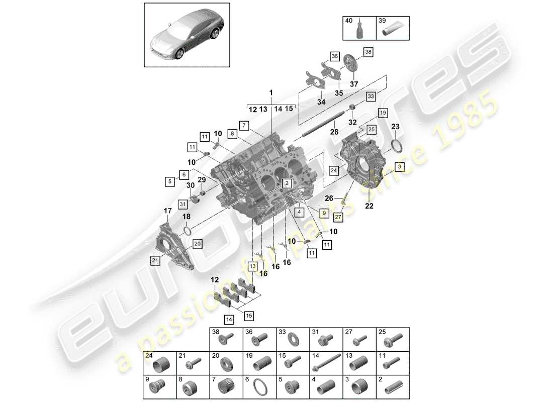 porsche panamera 971 (2019) crankcase parts diagram