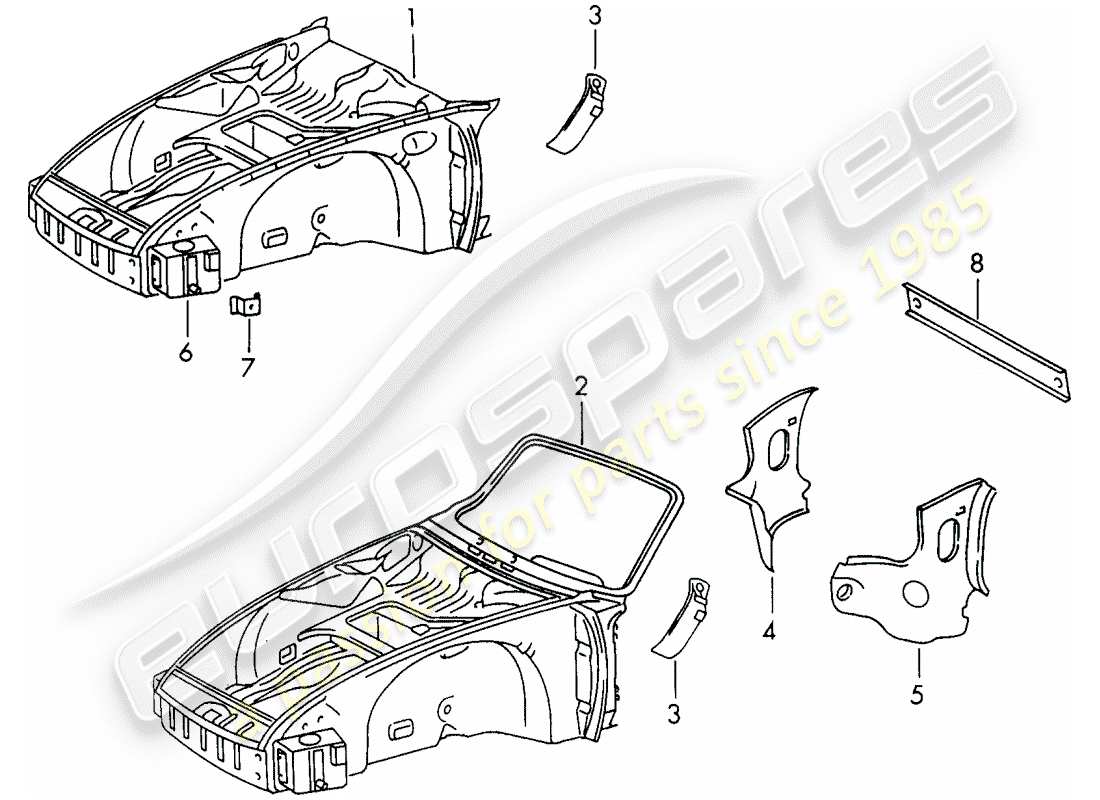 porsche 911/912 (1967) front end part diagram