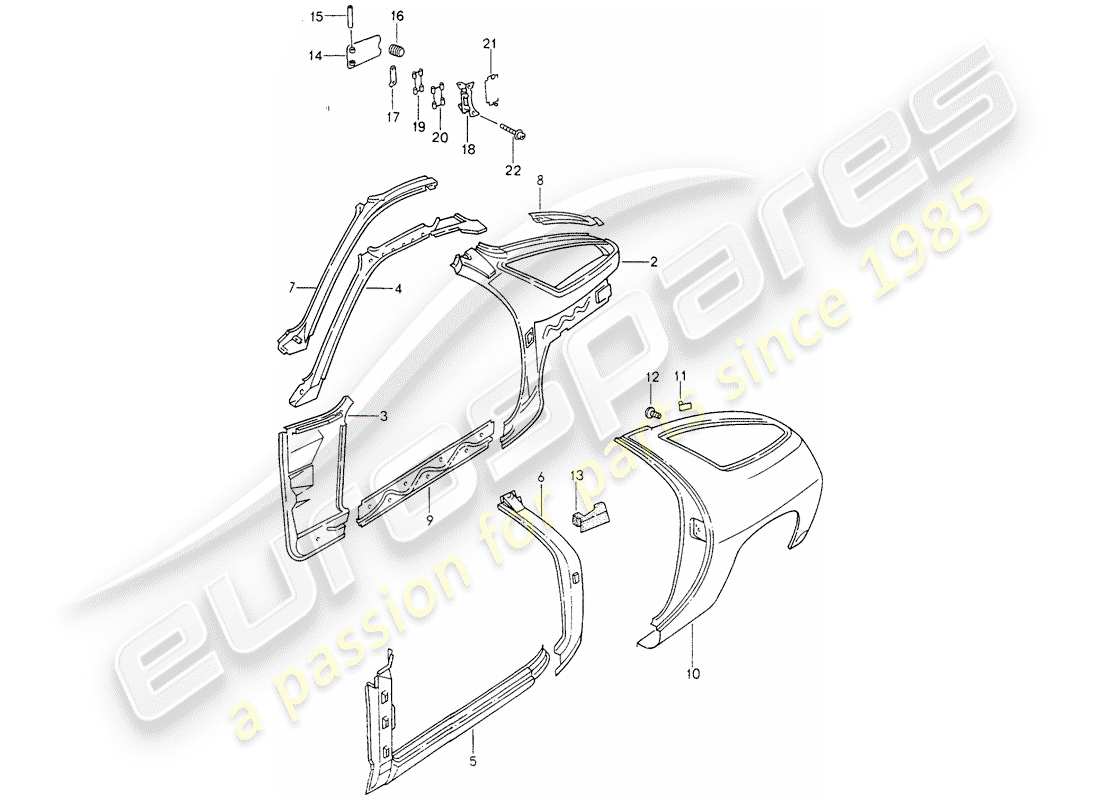 porsche 928 (1995) frame - side panel part diagram