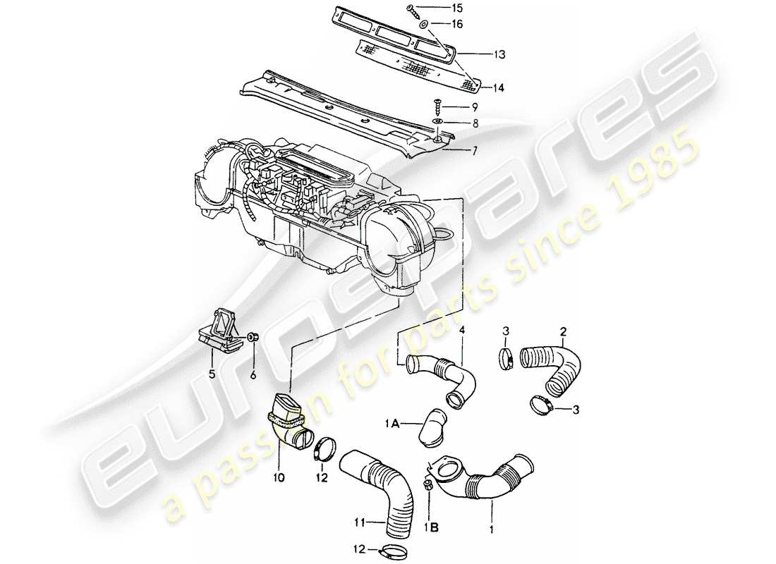 porsche 964 (1990) ventilation - heating system 1 parts diagram