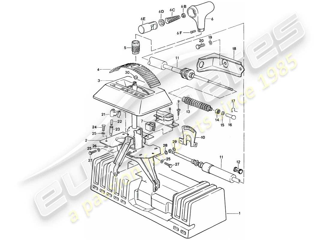 porsche 924s (1987) shift mechanism - for - automatic transmission part diagram