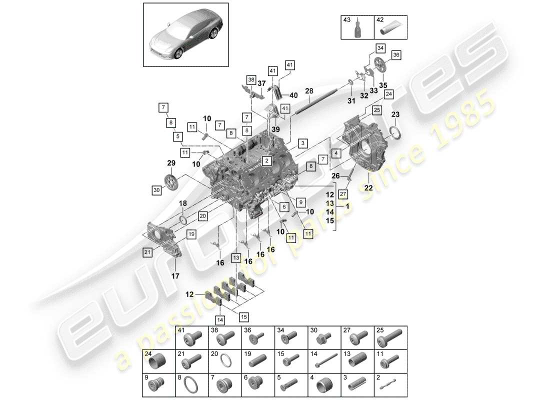 porsche panamera 971 (2019) crankcase part diagram