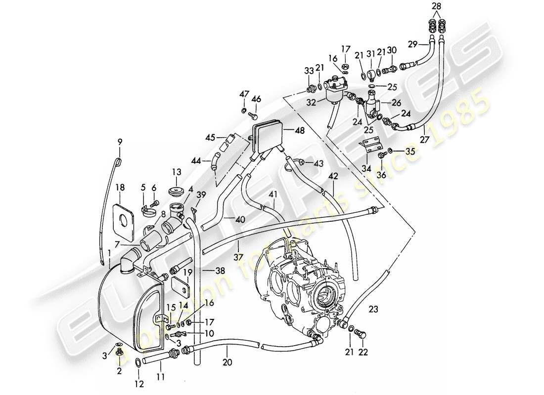 porsche 356b/356c (1964) engine lubrication part diagram