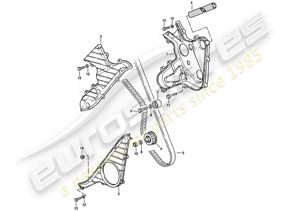 porsche 944 (1983) driving mechanism - camshaft parts diagram