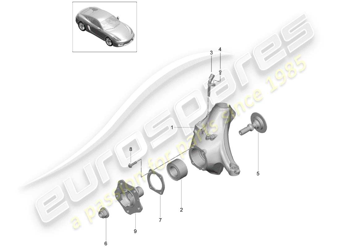 porsche cayman 981 (2014) wheel carrier parts diagram