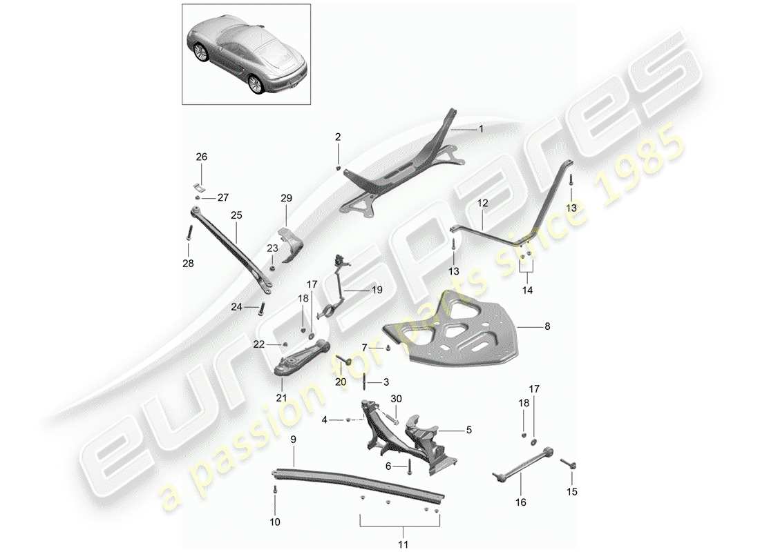 porsche cayman 981 (2016) rear axle part diagram